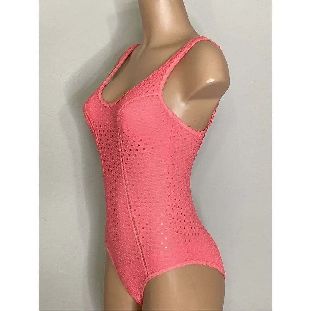 New. Robin Piccone coral crochet lace swimsuit. Retails $178. Small